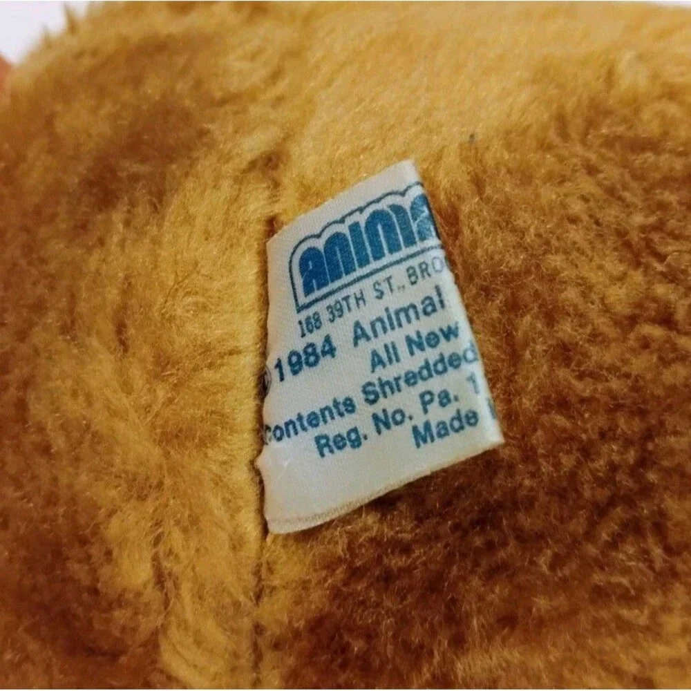 Vtg 1984 Animal Toy Imports Brooklyn NY Dog Plush Big Jowls Shar Pei Brown 12